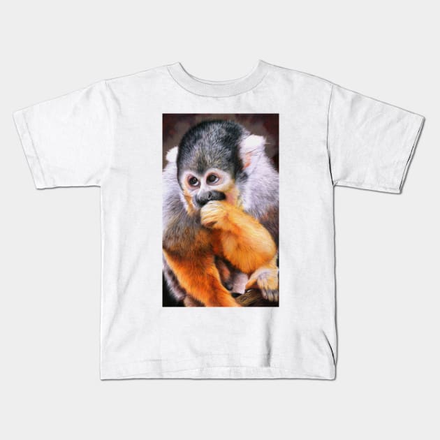 Speak No Evil monkey drawing Kids T-Shirt by Mightyfineart